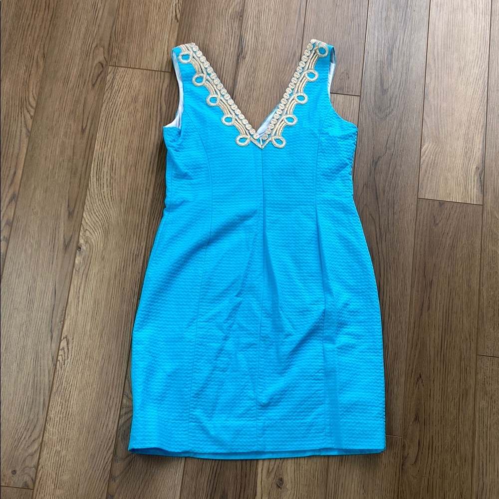 Lilly Pulitzer | Turquoise Blue Bentley Classic Shift Dress - Picture 3 of 3
